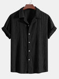 Men's loose-fit short-sleeve cardigan shirt in black, green, or white for casual summer wear
