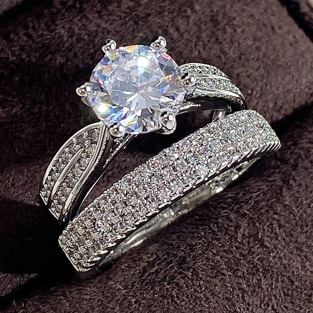 White gold colour geometric wedding ring bracelet combined design jewellery