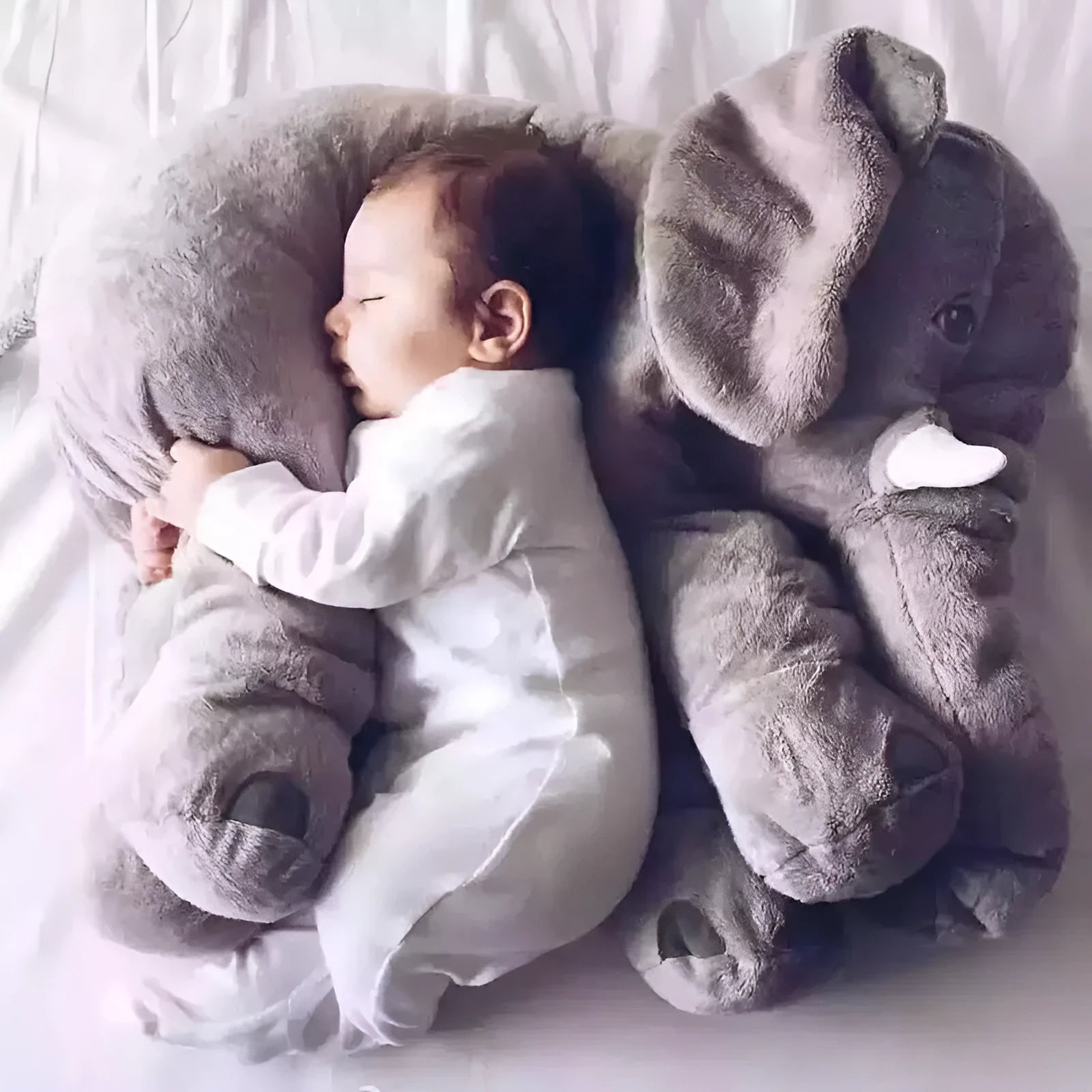 Soft elephant plush toy pillow shell in grey short plush fabric for childrens sleep companion