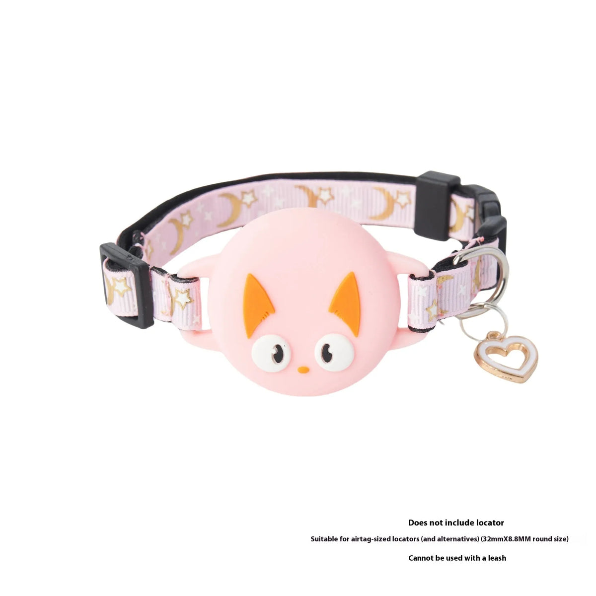 Plastic AirTag holder attached to cat collar with adjustable sizing and protective case