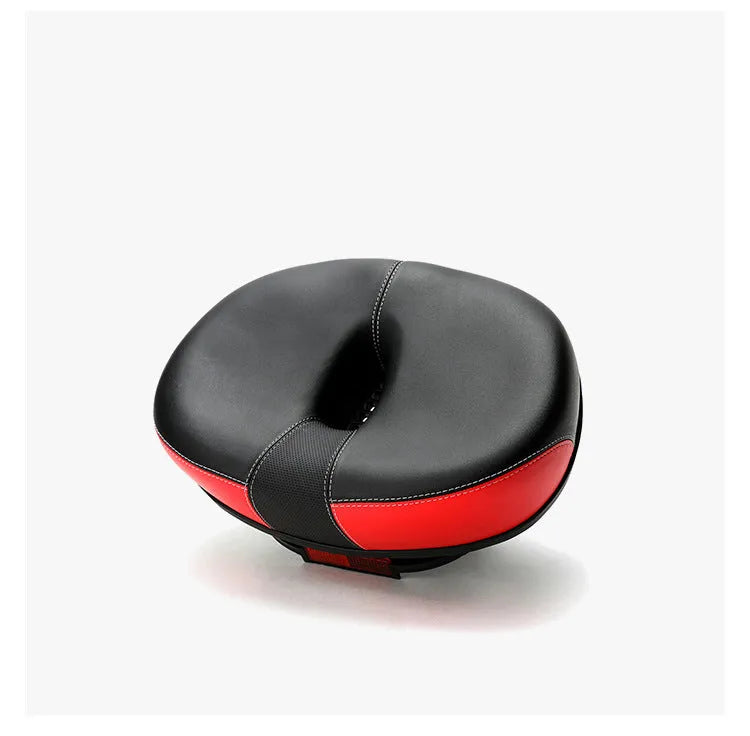 Large thickened bicycle saddle with reflective stitching in red, grey, or light brown colour