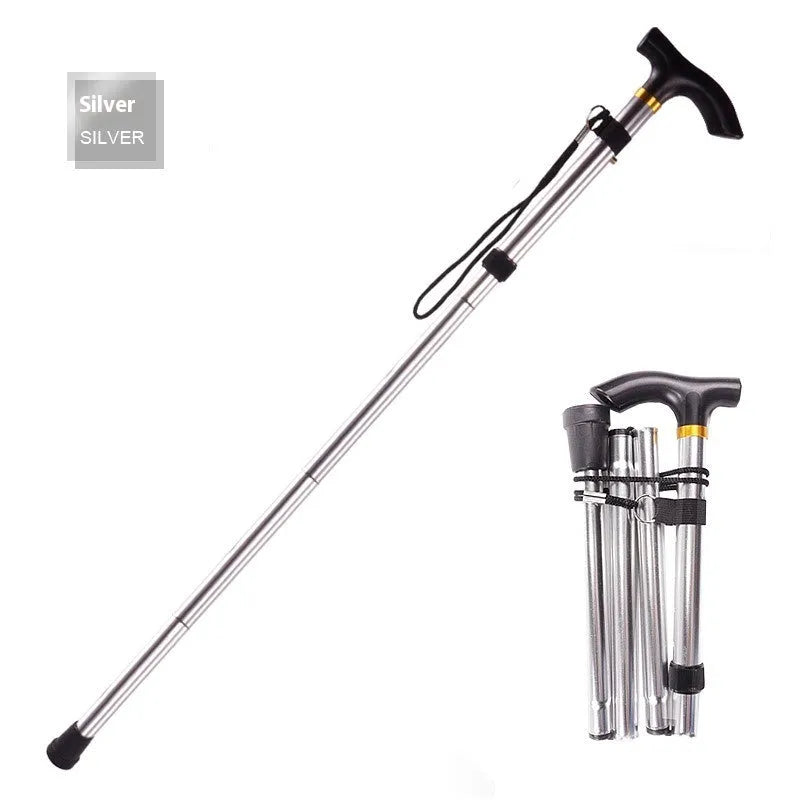 Aluminium folding cane walking stick with adjustable length and non-slip handle