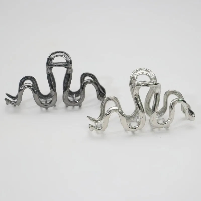 Slytherin serpentine metal hair clip barrette 10.5cm length in silver or gun black electroplated finish