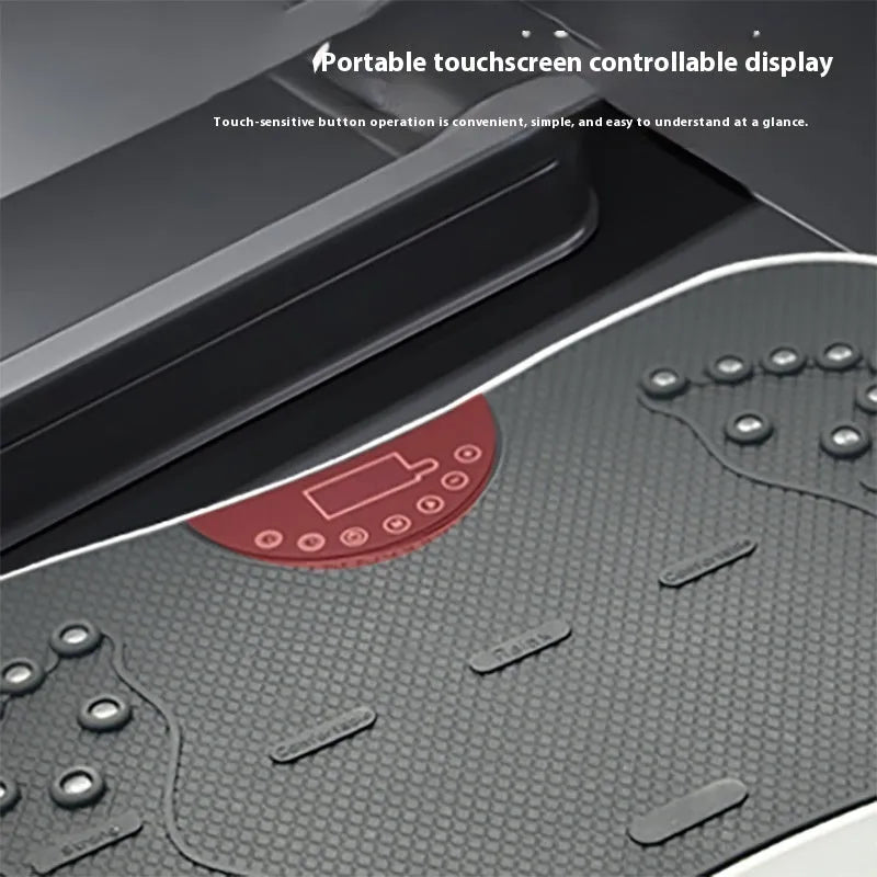 Black Power Plate vibration fitness machine with remote control on home floor