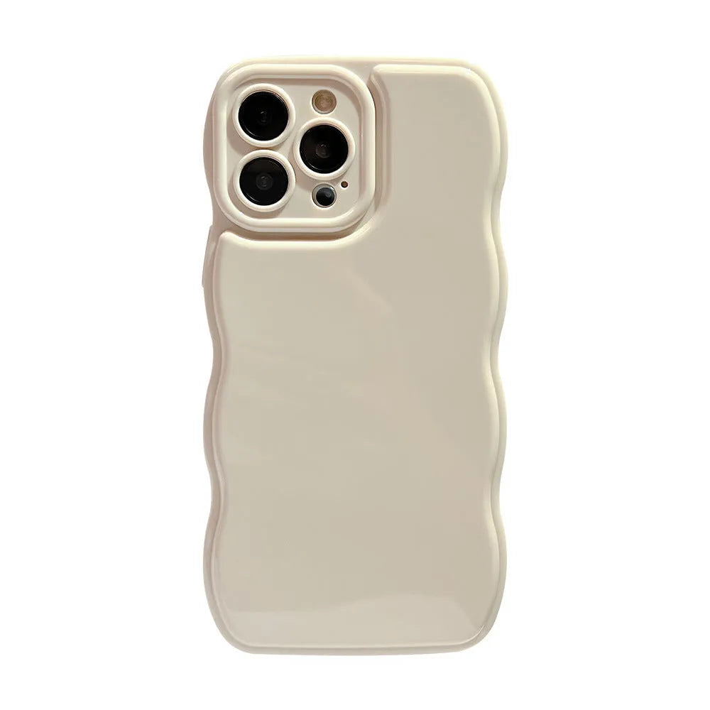 Solid colour TPU air cushion phone case with wave pattern for iPhone, in beige black or berry red