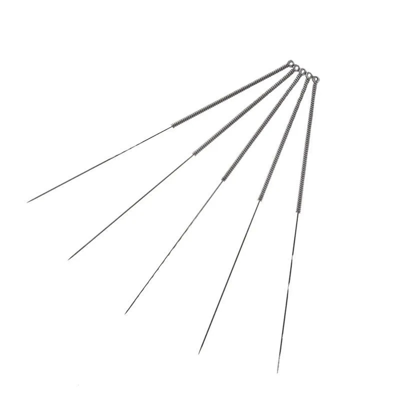 Ten metal cleaning needles for MK8 and E3D 3D printer nozzles in a pack.
