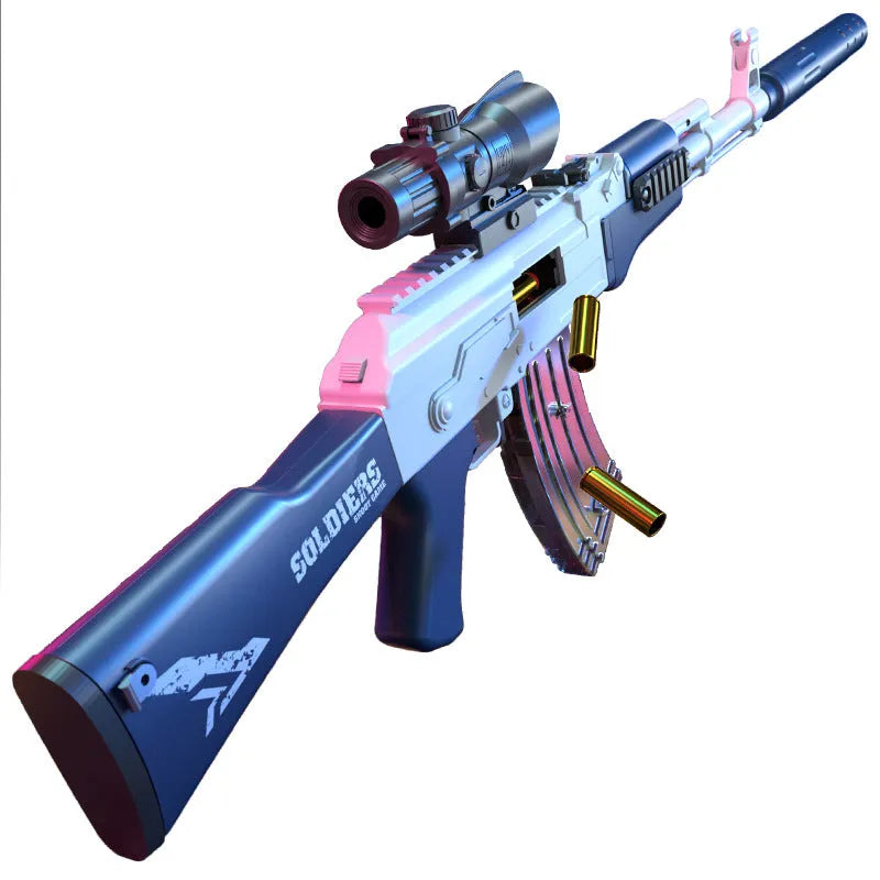 Luo Chen throwing shell AK47 soft bullet toy gun in plastic with blue and white or Simov colour option