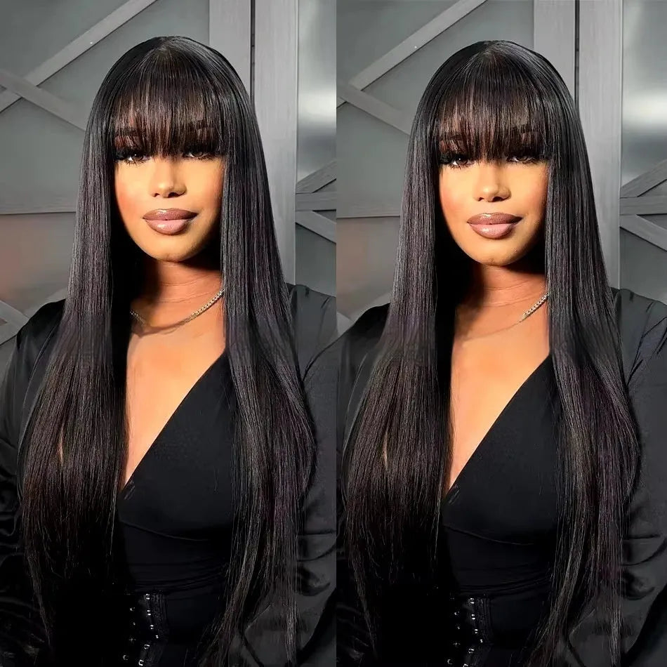 Women's full-mechanism human hair wig in natural colour with styling demonstration