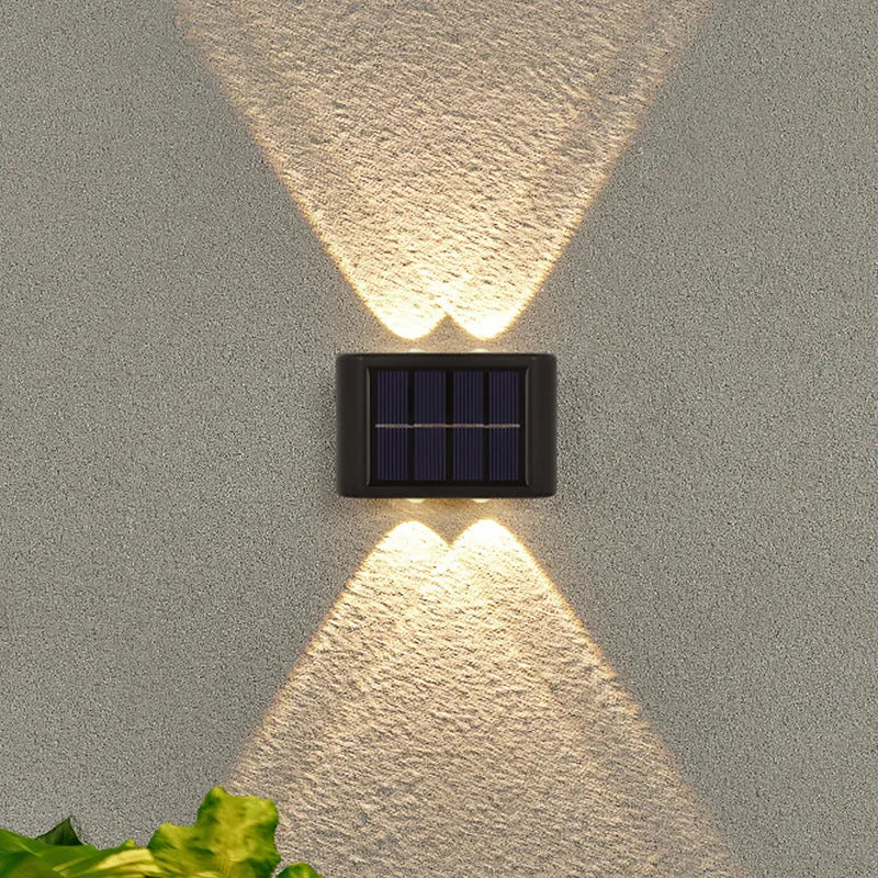 Solar outdoor wall lamp, flower shape convex mirror, 4LED, IP65, warm or white light