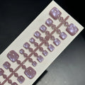 Purple cat eye toenail wear set with 24 pieces in S, M, L sizes and micro glass bead crystal