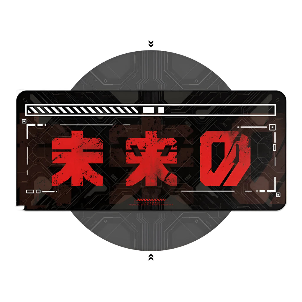 Black and red futuristic gaming mouse pad, 900x400x4mm or 800x300x4mm, waterproof eraser cloth with stitched seams.