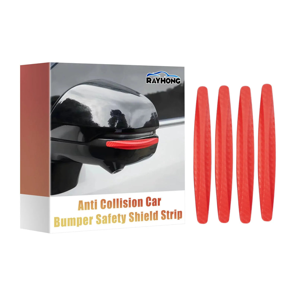 Four car anti-scratch strips, each 13cm x 1.5cm, made from polyvinyl chloride for car body protection.