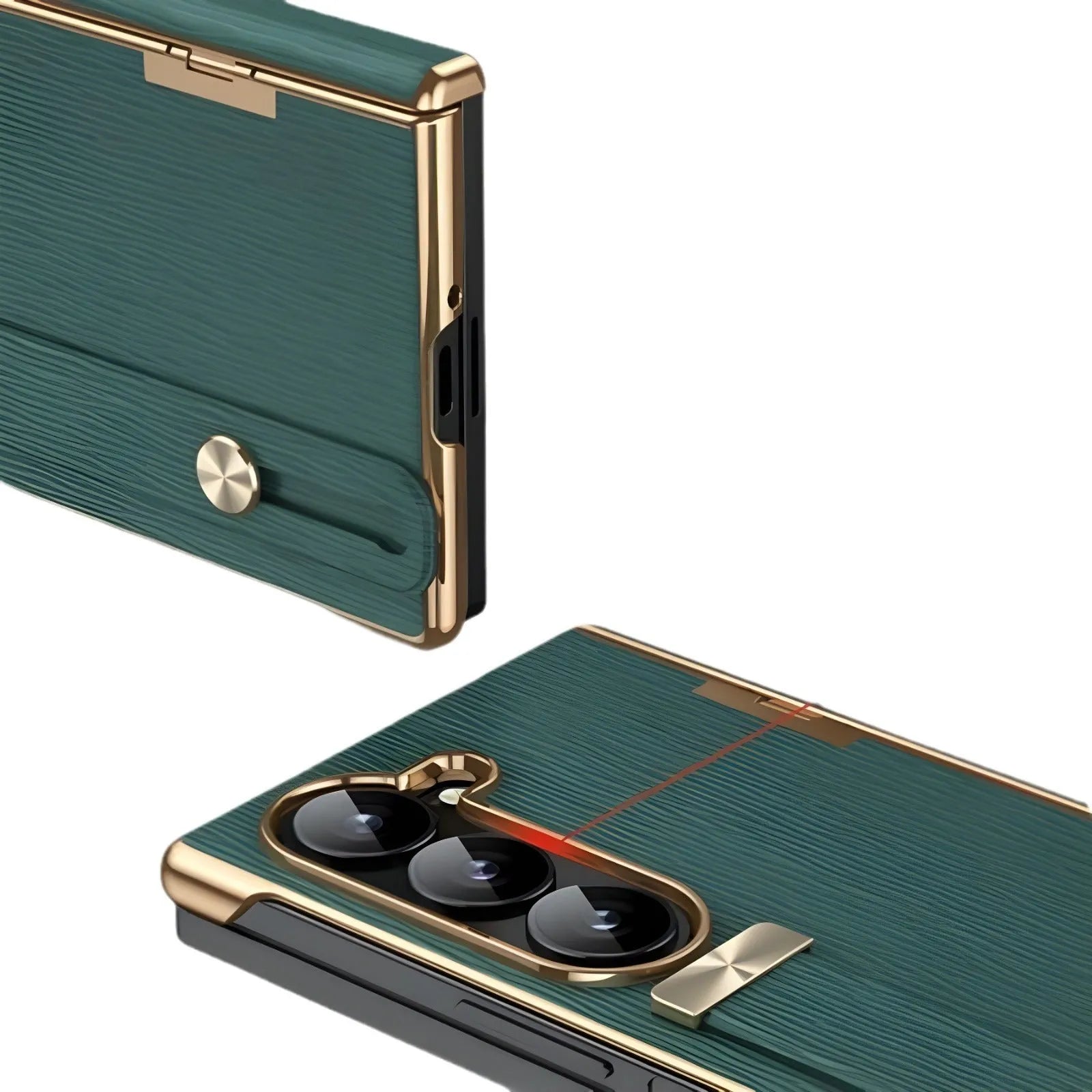 Imitation leather hinge phone case for Samsung Z Fold6 in purple with electroplating finish