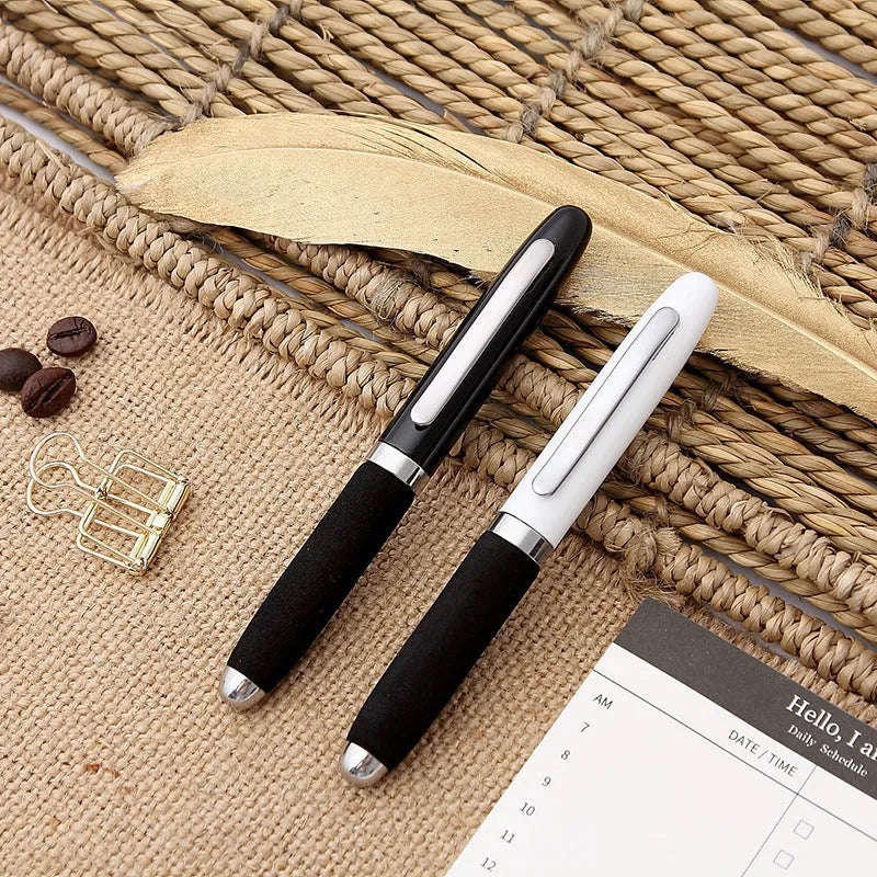 EVA metal cap mini ballpoint pen showing 112mm length and 1.0mm bullet tip with seven refill colour options