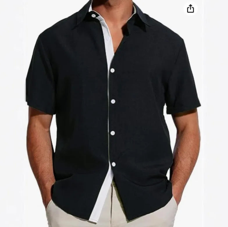 Men's short-sleeved printed floral polyester shirt in matcha green colour with regular fit design