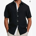 Men's short-sleeved printed floral polyester shirt in matcha green colour with regular fit design