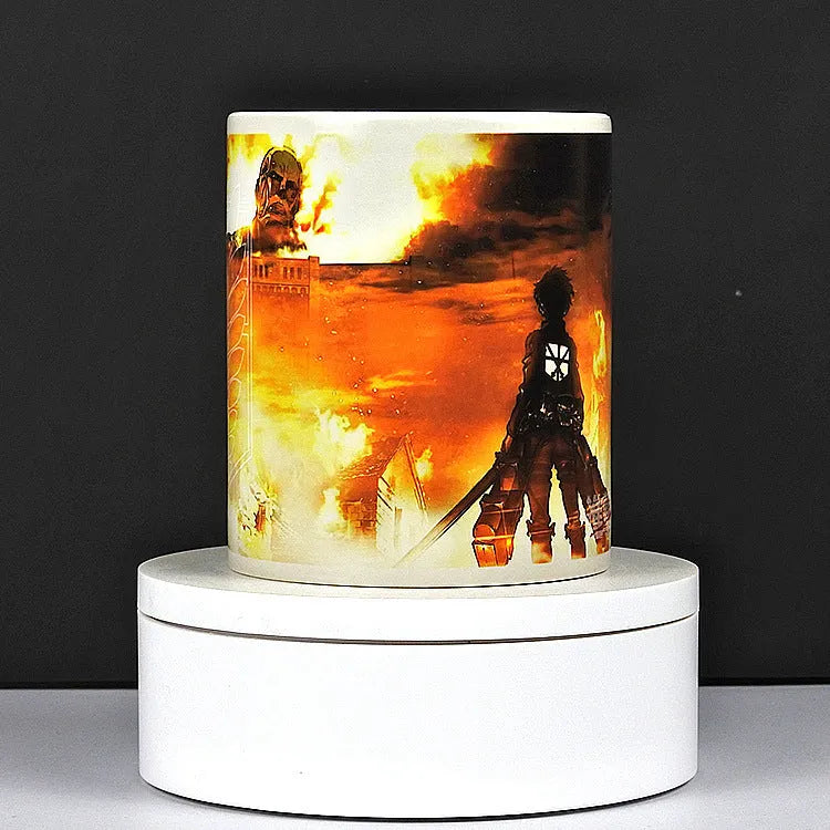 320ml colour changing ceramic mug with double-layer pattern cup design and round shape
