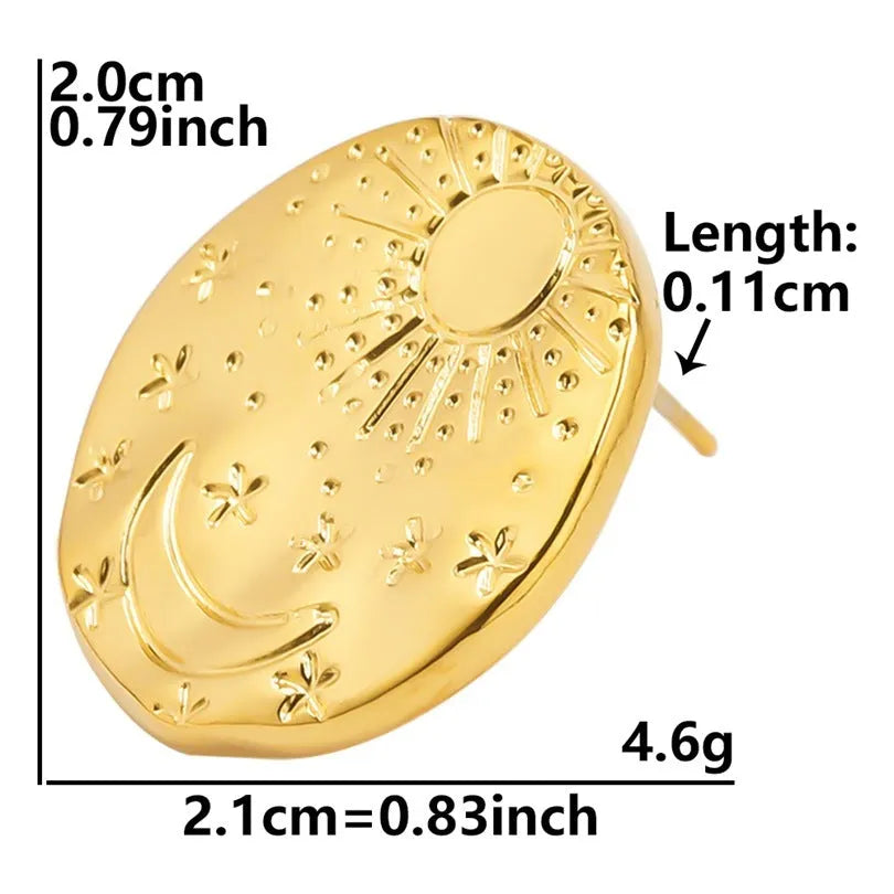 304 stainless steel geometric shell stud earrings with gold electroplated finish