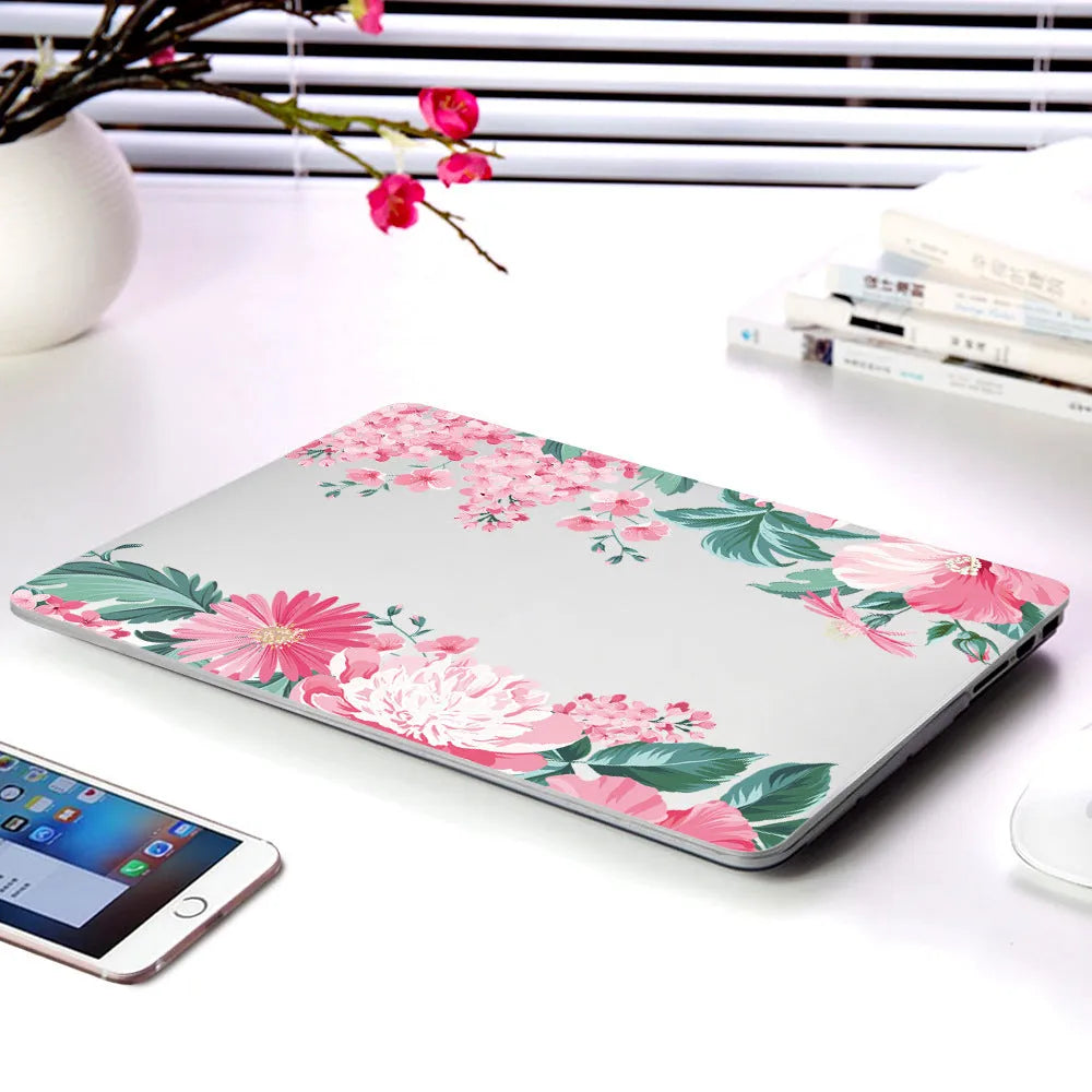 Plastic laptop protective shell with floral pattern for MacBook models 11air, 12retina, or 13pro.