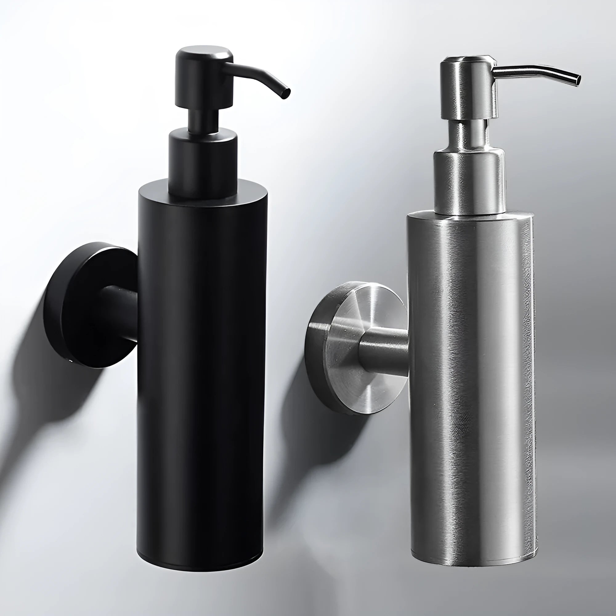304 stainless steel wall-mounted manual soap dispenser in brushed, mirror, or black finish