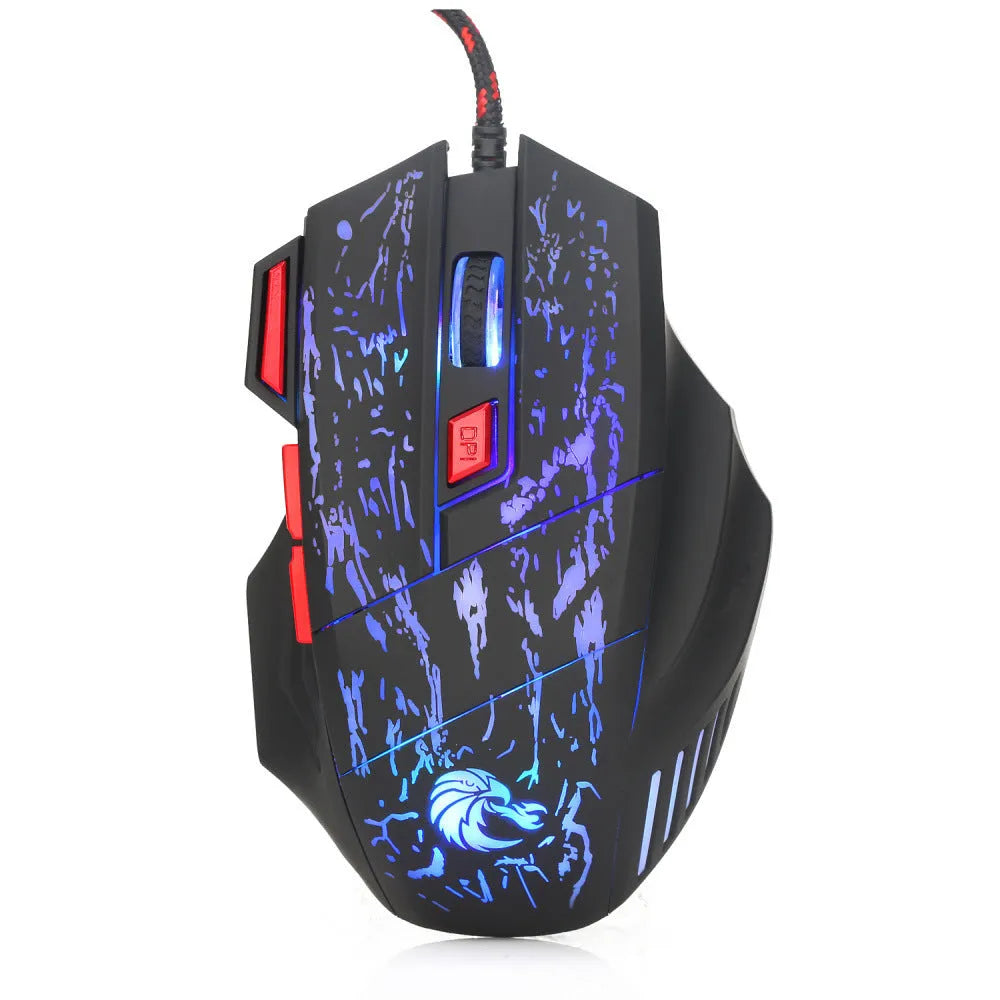H300BK colour gaming mouse with RGB lighting and ergonomic shape on desktop