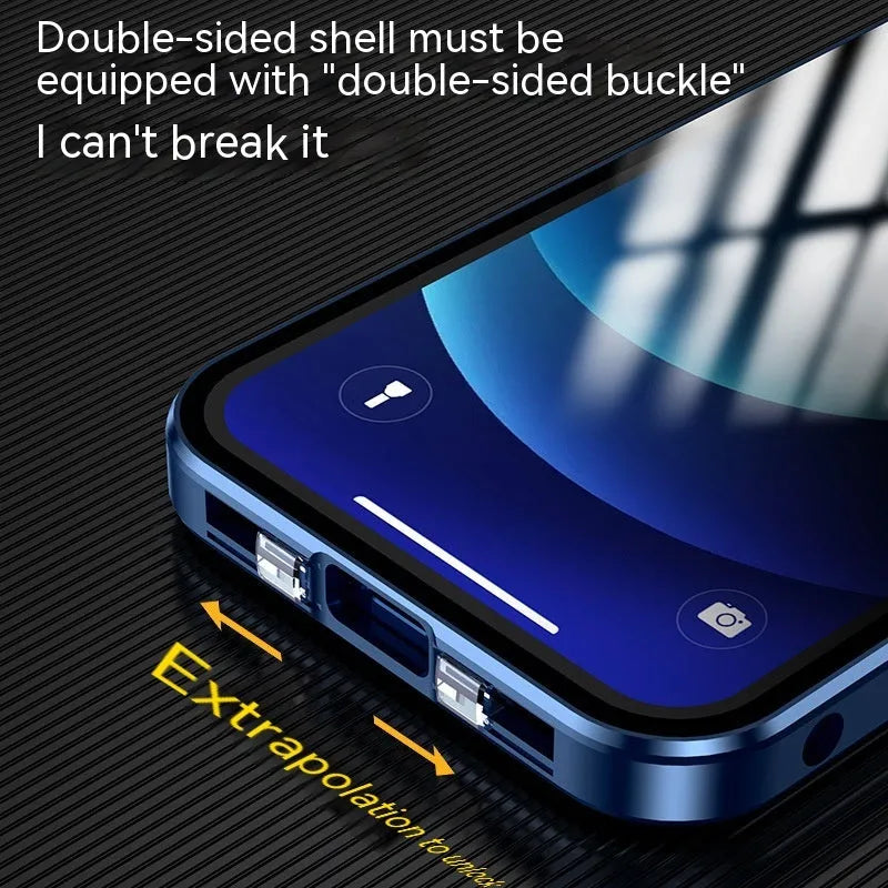 iPhone phone case with privacy screen and double buckle attachment in multiple colour options