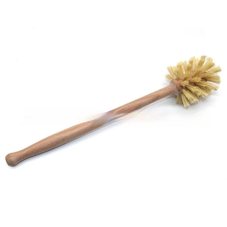 Large long handle beech wood bottle brush with sisal bristles, 34.5 x 6.5cm, beech sisal colour