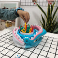 Great White Shark desktop interactive toy with fish pieces and dice, plastic, 26.5 x 26.5 x 9cm.