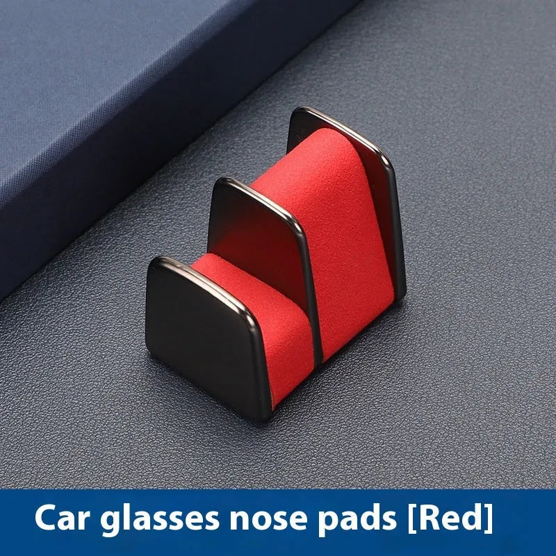 Car dashboard glasses clip holder in black, grey, green or red with zinc alloy leather construction