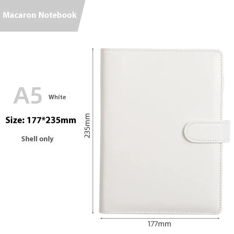 A5 solid colour PU leather notebook shell with zipper closure for loose-leaf binders
