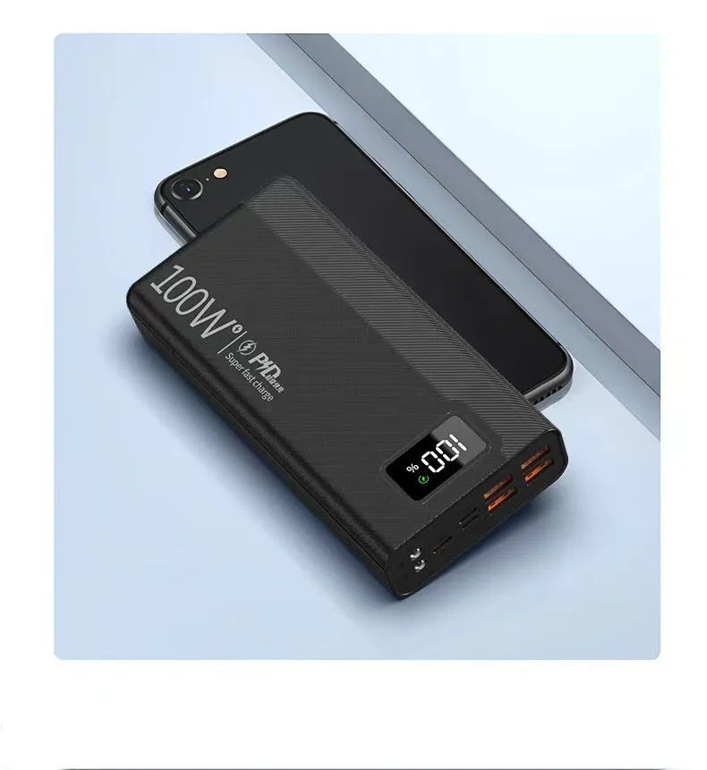 Large capacity power bank in black or white with fast charging support