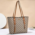Women's large-capacity PU shoulder messenger bag in horizontal square shape with sandwich pocket, chessboard colour options
