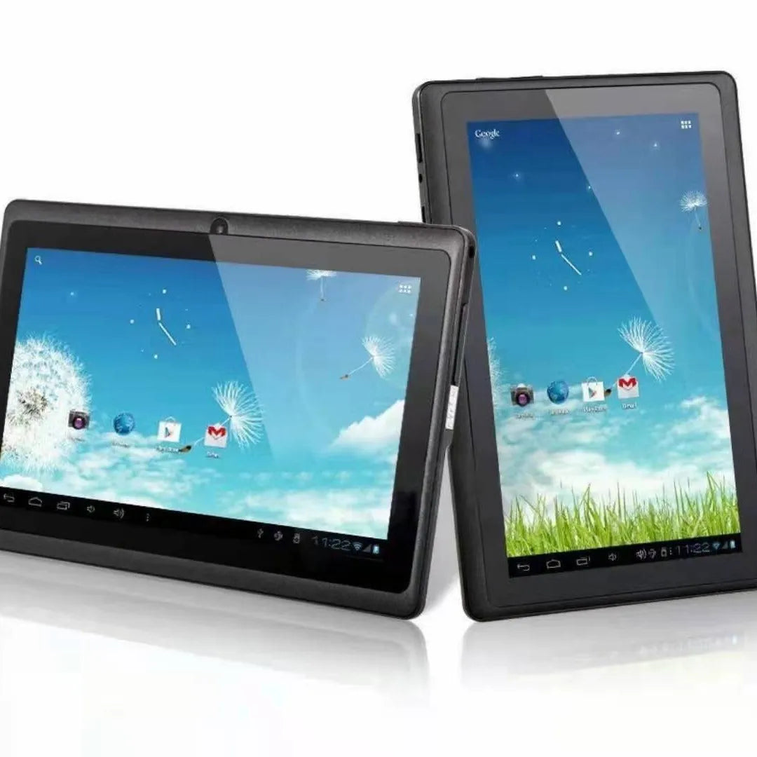 7-inch WiFi Bluetooth tablet with IPS screen in black, showing front display and side view