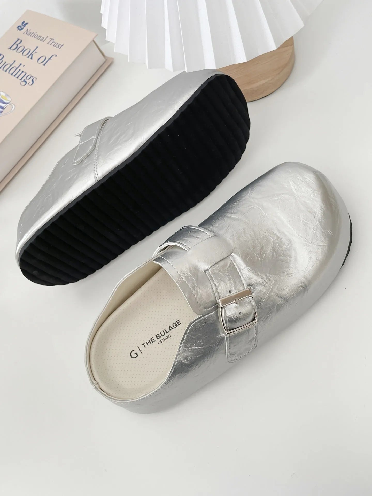 Flat buckle casual sneakers in yellow with a round toe and PU upper.