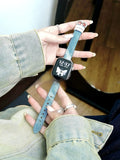 Washed denim watch band in dark blue, light blue, or black for 38mm to 49mm watch cases
