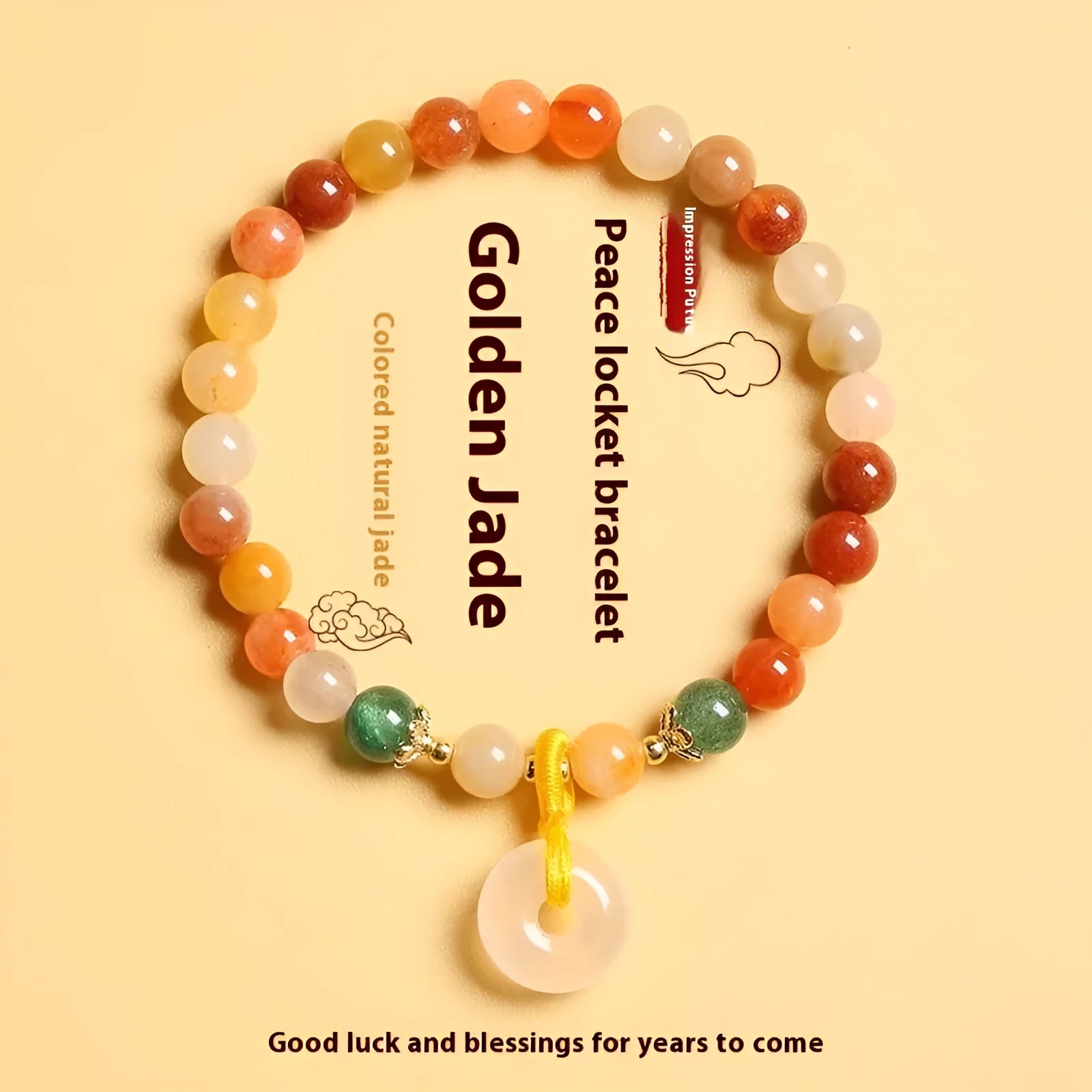 Handmade natural jinsi jade and red agate bracelet with safety buckle closure