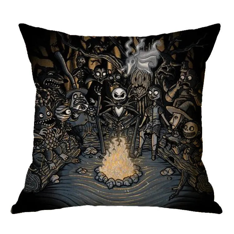 Linen skull Halloween pillow cover 45x45cm square cushion case for sofa and bed decoration
