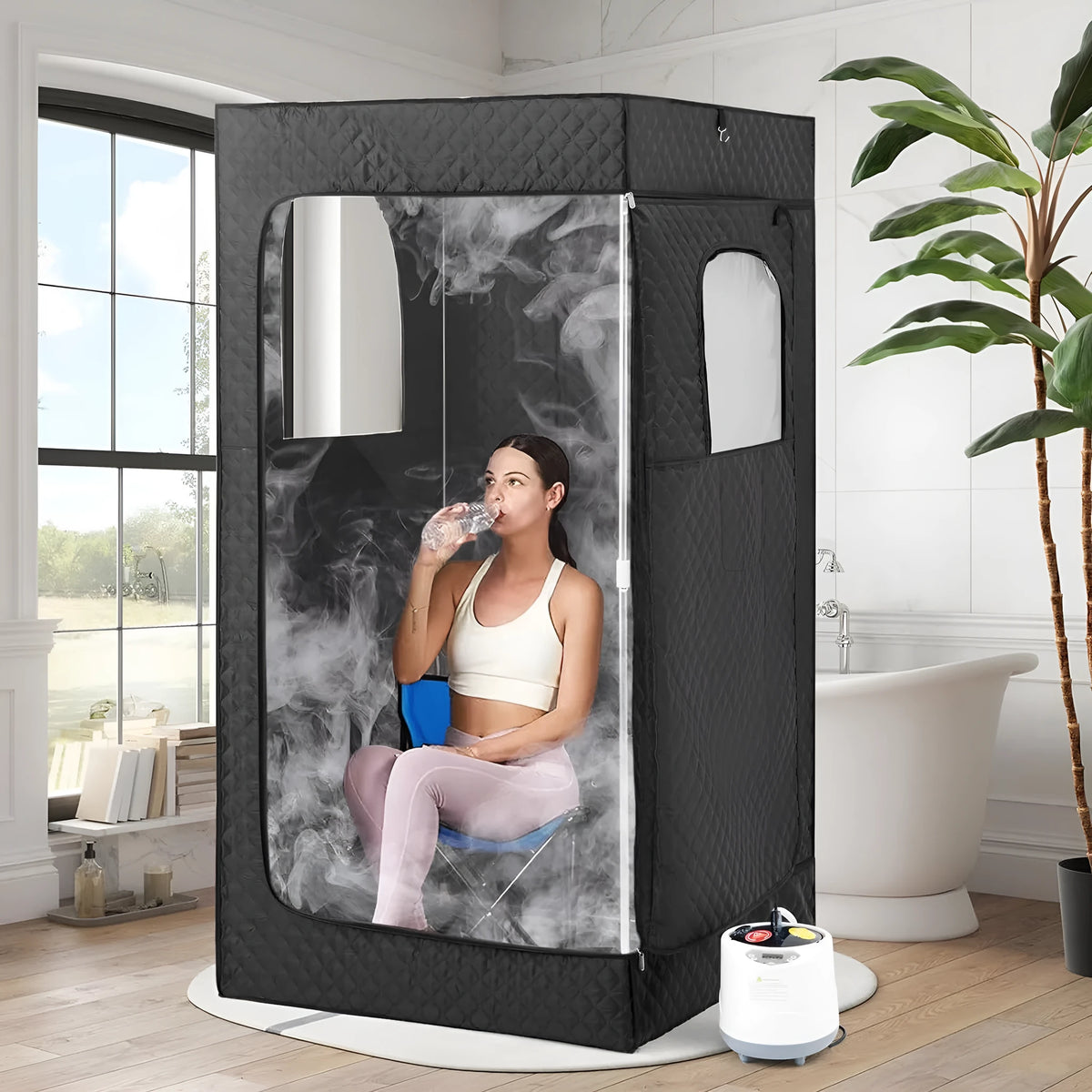 Portable mobile sauna room with stainless steel thickened bracket 180x80x80cm 230V