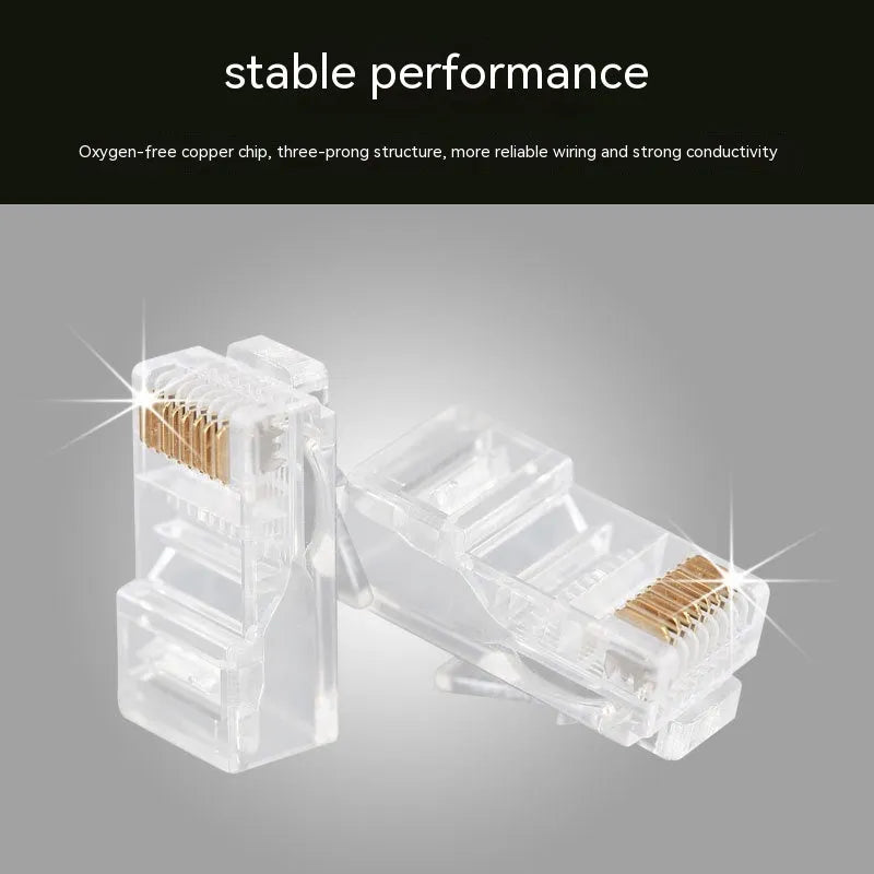 White Category 6 RJ45 crystal plug in canned pack with 100 pieces, injection moulded