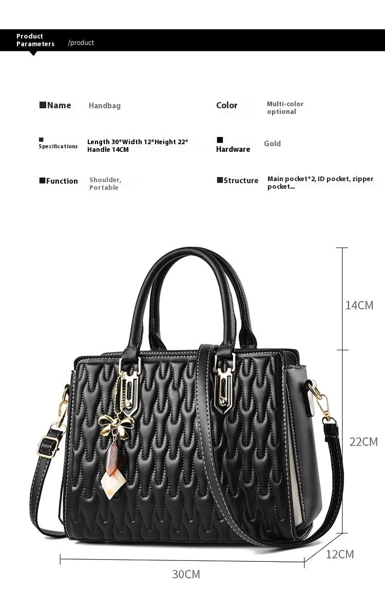 Women's large-capacity messenger bag with sandwich pocket in green, dark blue, black, pink, or gold colour options