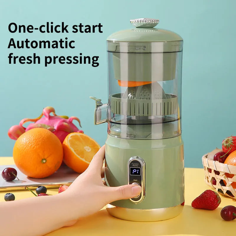 Portable electric juicer with 600ml capacity, ABS body, and slag juice separation in beige, blue, or green