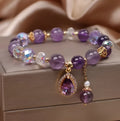 Purple amethyst crystal bracelet for women with micro-inlay processing detail