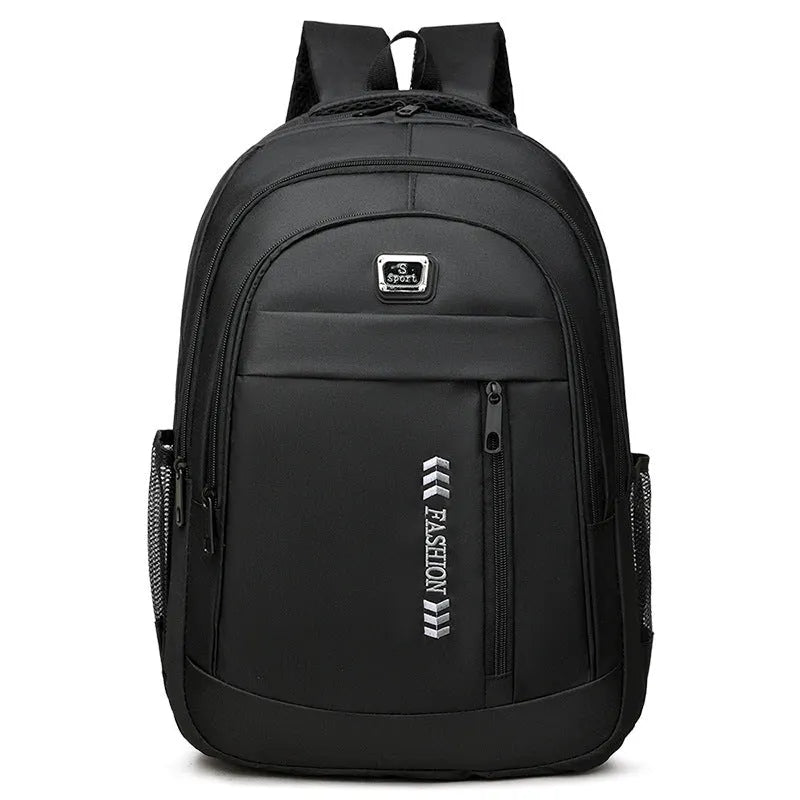 Oxford cloth business backpack with airpillow straps showing 20-35L capacity and sewing line detailing