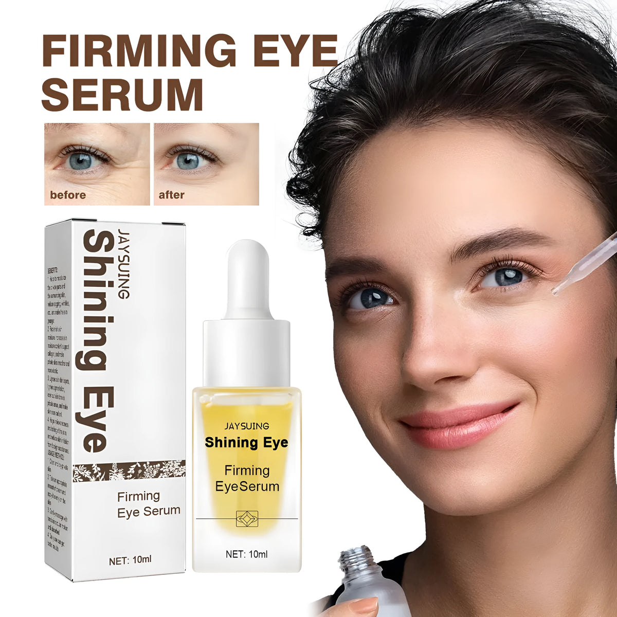 Moisturizing eye skin care essence liquid 10ml bottle with jasmine oil and squalene