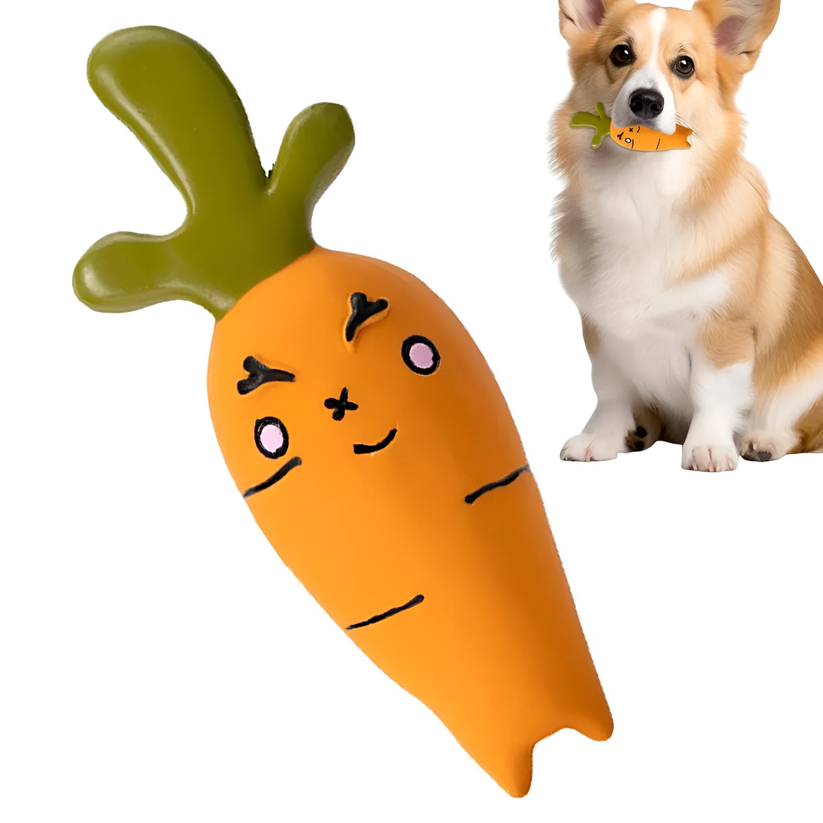 Latex vegetable dog chew toys with cartoon onion and eggplant designs