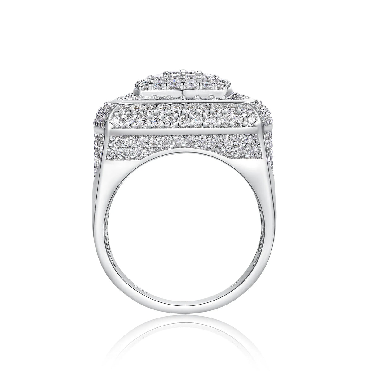 Imperial moissanite S925 silver platinum-plated men's ring, size 5-9, 17g, with GRA certificate and gift box.
