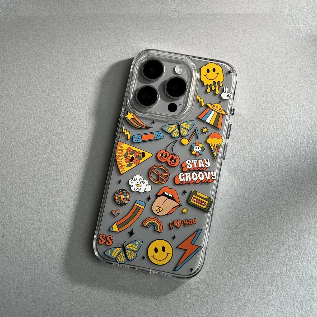 Cartoon transparent phone case soft shell anti-drop PC for iPhone