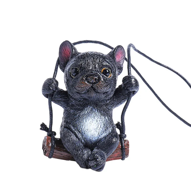 Resin bulldog car hanging ornament for rearview mirror in cartoon style