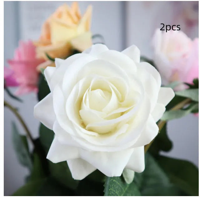 Artificial silk rose flower bouquet with 42cm length in multiple colour options
