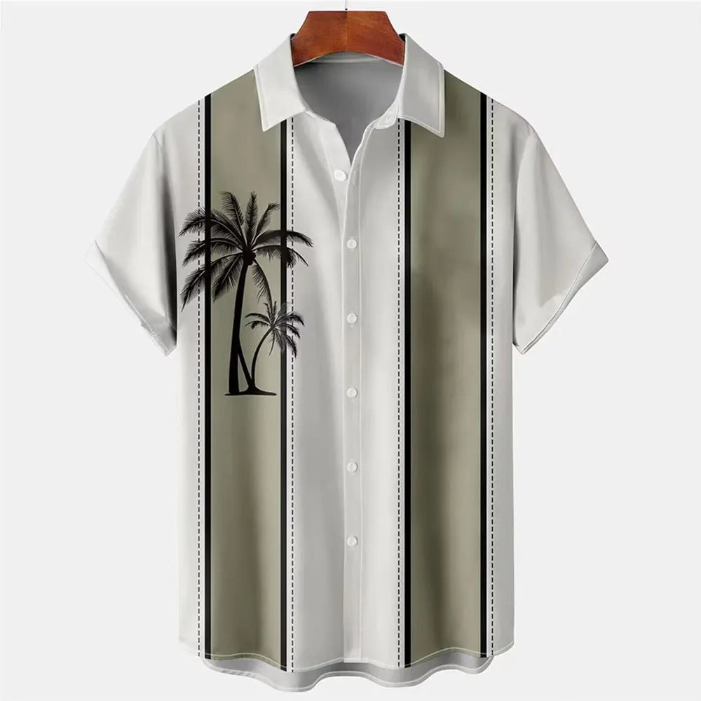 Men's Hawaiian summer shirt with 3D print in chemical fibre blend fabric showing colour options